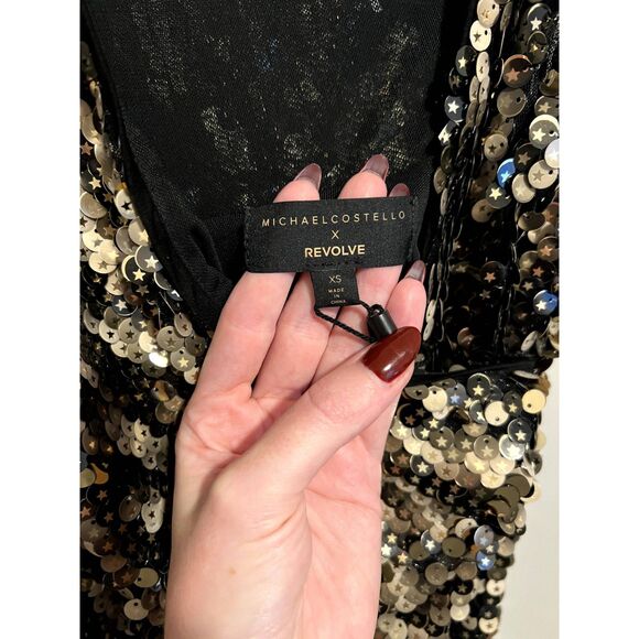 NWT Michael Costello x REVOLVE Skye Mini Dress Gold Star Women's Size XS - Picture 6 of 13